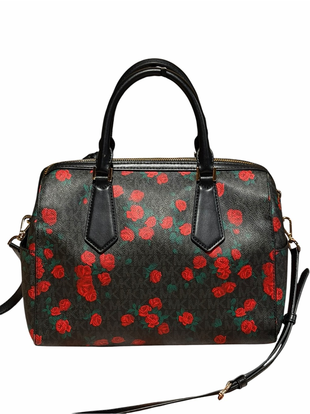 Michael Kors Hayes Large Duffle Satchel & Matching Flap Wallet Set – Rose Floral - Picture 6 of 13